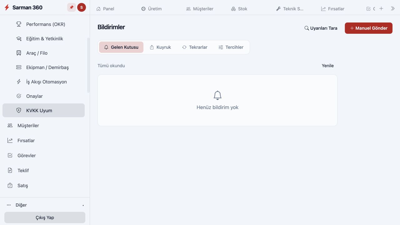 Abonelikle Çalışan İşletmeler — Bildirimler