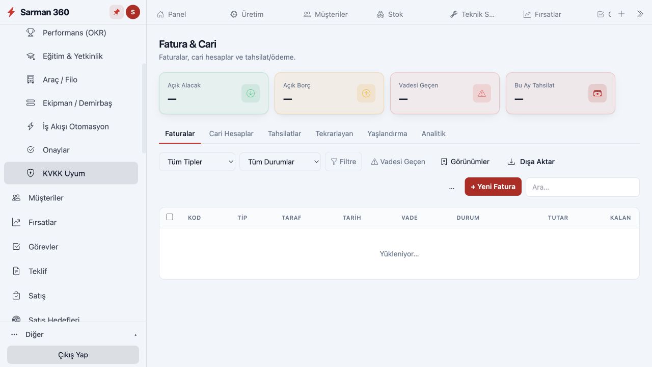 E-Ticaret — Fatura & Cari