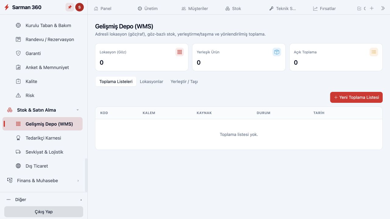 E-Ticaret — Gelişmiş Depo (WMS)